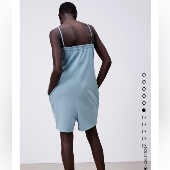 ZARA TIED SHORT JUMPSUIT ROMPER BLUE LARGE - Picture 6 of 9